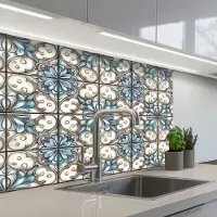 KitchenYeah Keuken achterwand 80x60 cm - Spatscherm zelfklevend Barok - Tegel - Kleurrijk - Muurbeschermer - Spatwand fornuis
