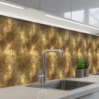 KitchenYeah Keuken achterwand 400x60 cm - Spatscherm zelfklevend Antiek - Metaallook - Goud - Muurbeschermer - Spatwand fornuis