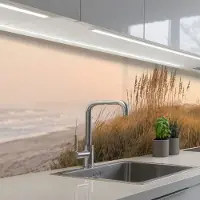 KitchenYeah Keuken achterwand 250x60 cm - Spatscherm zelfklevend Duinlandschap - Zonsondergang - Strand - Muurbeschermer - Spatwand fornuis