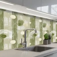 KitchenYeah Keuken achterwand 150x60 cm - Spatscherm zelfklevend Artistiek - Modern - Groen - Muurbeschermer - Spatwand fornuis