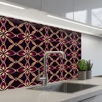 KitchenYeah Keuken achterwand 80x60 cm - Spatscherm zelfklevend Symmetrisch - Tegel - Burgundy - Muurbeschermer - Spatwand fornuis