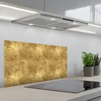 KitchenYeah Spatscherm 90x45 cm - Zelfklevende achterwand Industrieel - Textuur - Goud - Keuken muurbeschermer - Spatwand fornuis