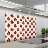 KitchenYeah Spatscherm 100x65 cm - Zelfklevende achterwand Botanisch - Patroon - Bordeaux - Keuken muurbeschermer - Spatwand fornuis