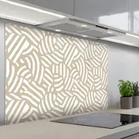 KitchenYeah Spatscherm 120x80 cm - Zelfklevende achterwand Abstract - Modern - Beige - Keuken muurbeschermer - Spatwand fornuis