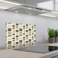 KitchenYeah Spatscherm 60x40 cm - Zelfklevende achterwand Blokken - Vintage - Grijs - Keuken muurbeschermer - Spatwand fornuis