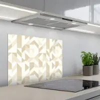 KitchenYeah Spatscherm 70x55 cm - Zelfklevende achterwand Modern - Abstract - Beige - Keuken muurbeschermer - Spatwand fornuis