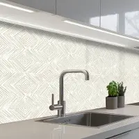 KitchenYeah Keuken achterwand 250x80 cm - Spatscherm zelfklevend Abstract - Ruiten - Beige - Muurbeschermer - Spatwand fornuis