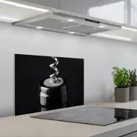 KitchenYeah Spatscherm 60x40 cm - Zelfklevende achterwand Kurkentrekker - Wijn - Zwart - Wit - Keuken muurbeschermer - Spatwand fornuis