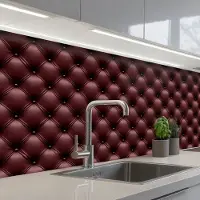 KitchenYeah Keuken achterwand 250x80 cm - Spatscherm zelfklevend Leer - Patroon - Bordeaux - Muurbeschermer - Spatwand fornuis