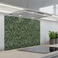 KitchenYeah Spatscherm 90x70 cm - Zelfklevende achterwand Bladeren - Organisch - Groen - Keuken muurbeschermer - Spatwand fornuis