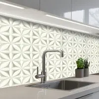 KitchenYeah Keuken achterwand 150x80 cm - Spatscherm zelfklevend Abstract - Structuur - Grijs - Wit - Muurbeschermer - Spatwand fornuis