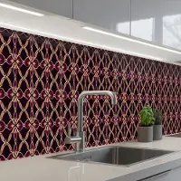 KitchenYeah Keuken achterwand 450x60 cm - Spatscherm zelfklevend Symmetrisch - Tegel - Burgundy - Muurbeschermer - Spatwand fornuis