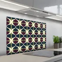 KitchenYeah Spatscherm 100x65 cm - Zelfklevende achterwand Abstract - Retro - Kleurrijk - Keuken muurbeschermer - Spatwand fornuis