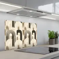 KitchenYeah Spatscherm 70x50 cm - Zelfklevende achterwand Abstract - Patroon - Bogen - Keuken muurbeschermer - Spatwand fornuis