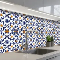 KitchenYeah Keuken achterwand 300x80 cm - Spatscherm zelfklevend Patroon - Modern - Kleurrijk - Muurbeschermer - Spatwand fornuis