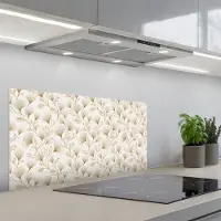 KitchenYeah Spatscherm 80x40 cm - Zelfklevende achterwand Ginkgo - Takken - Goud - Keuken muurbeschermer - Spatwand fornuis