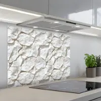 KitchenYeah Spatscherm 90x70 cm - Zelfklevende achterwand Structuur - Rots - Wit - Keuken muurbeschermer - Spatwand fornuis