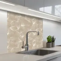 KitchenYeah Keuken achterwand 80x80 cm - Spatscherm zelfklevend Organisch - Textuur - Beige - Muurbeschermer - Spatwand fornuis