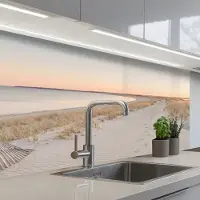 KitchenYeah Keuken achterwand 100x60 cm - Spatscherm zelfklevend Kustlijn - Horizon - Hek - Muurbeschermer - Spatwand fornuis