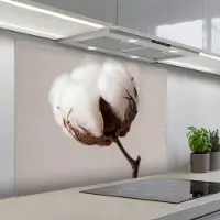KitchenYeah Spatscherm 100x75 cm - Zelfklevende achterwand Katoenbol - Minimalistisch - Wit - Keuken muurbeschermer - Spatwand fornuis