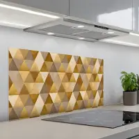 KitchenYeah Spatscherm 100x50 cm - Zelfklevende achterwand Geometrisch - Driehoek - Goud - Keuken muurbeschermer - Spatwand fornuis