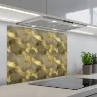 KitchenYeah Spatscherm 80x60 cm - Zelfklevende achterwand Modern - Geometrisch - Goud - Keuken muurbeschermer - Spatwand fornuis