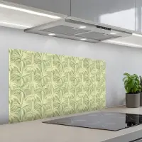 KitchenYeah Spatscherm 100x50 cm - Zelfklevende achterwand Palmwoud - Tropisch - Groen - Keuken muurbeschermer - Spatwand fornuis