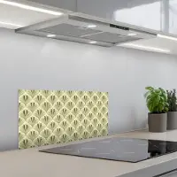 KitchenYeah Spatscherm 60x30 cm - Zelfklevende achterwand Klassiek - Waaier - Groen - Keuken muurbeschermer - Spatwand fornuis