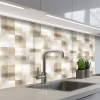 KitchenYeah Keuken achterwand 100x60 cm - Spatscherm zelfklevend Textuur - Linnen - Beige - Muurbeschermer - Spatwand fornuis