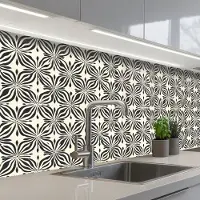 KitchenYeah Keuken achterwand 250x80 cm - Spatscherm zelfklevend Grafisch - Patroon - Zwart - Muurbeschermer - Spatwand fornuis