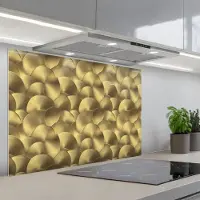 KitchenYeah Spatscherm 80x55 cm - Zelfklevende achterwand Modern - Cirkel - Goud - Keuken muurbeschermer - Spatwand fornuis
