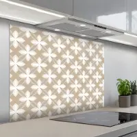 KitchenYeah Spatscherm 100x75 cm - Zelfklevende achterwand Patroon - Symmetrisch - Beige - Keuken muurbeschermer - Spatwand fornuis