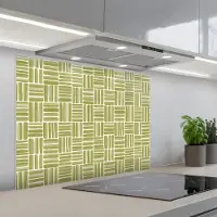 KitchenYeah Spatscherm 80x60 cm - Zelfklevende achterwand Vlecht - Patroon - Groen - Keuken muurbeschermer - Spatwand fornuis