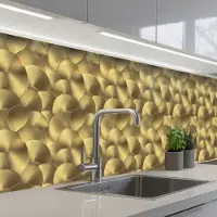 KitchenYeah Keuken achterwand 250x60 cm - Spatscherm zelfklevend Modern - Cirkel - Goud - Muurbeschermer - Spatwand fornuis