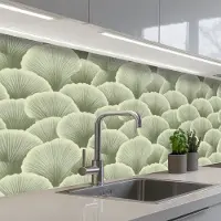 KitchenYeah Keuken achterwand 250x80 cm - Spatscherm zelfklevend Waaier - Blad - Groen - Muurbeschermer - Spatwand fornuis