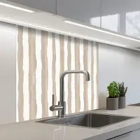 KitchenYeah Keuken achterwand 80x80 cm - Spatscherm zelfklevend Minimalistisch - Strepen - Beige - Muurbeschermer - Spatwand fornuis