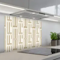 KitchenYeah Spatscherm 80x60 cm - Zelfklevende achterwand Modern - Geometrisch - Beige - Keuken muurbeschermer - Spatwand fornuis