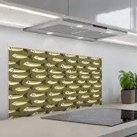 KitchenYeah Spatscherm 100x50 cm - Zelfklevende achterwand Vis - Patroon - Groen - Keuken muurbeschermer - Spatwand fornuis