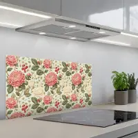 KitchenYeah Spatscherm 80x40 cm - Zelfklevende achterwand Klassiek - Botanisch - Veelkleurig - Keuken muurbeschermer - Spatwand fornuis