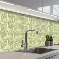 KitchenYeah Keuken achterwand 300x80 cm - Spatscherm zelfklevend Palmwoud - Tropisch - Groen - Muurbeschermer - Spatwand fornuis