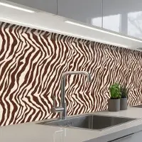 KitchenYeah Keuken achterwand 300x80 cm - Spatscherm zelfklevend Zebra - Patroon - Zwart - Wit - Muurbeschermer - Spatwand fornuis