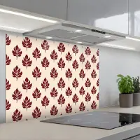 KitchenYeah Spatscherm 80x55 cm - Zelfklevende achterwand Botanisch - Patroon - Bordeaux - Keuken muurbeschermer - Spatwand fornuis