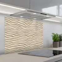 KitchenYeah Spatscherm 90x70 cm - Zelfklevende achterwand Zand - Golven - Beige - Keuken muurbeschermer - Spatwand fornuis