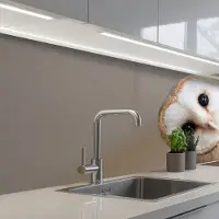 KitchenYeah Keuken achterwand 150x60 cm - Spatscherm zelfklevend Uil - Bruin - Wit - Muurbeschermer - Spatwand fornuis