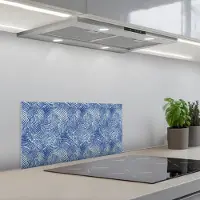 KitchenYeah Spatscherm 70x30 cm - Zelfklevende achterwand Modern - Abstract - Blauw - Keuken muurbeschermer - Spatwand fornuis