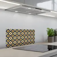 KitchenYeah Spatscherm 60x30 cm - Zelfklevende achterwand Patroon - Siertegel - Kleurrijk - Keuken muurbeschermer - Spatwand fornuis