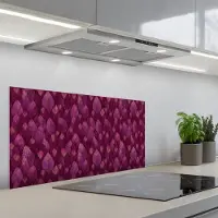 KitchenYeah Spatscherm 80x40 cm - Zelfklevende achterwand Bladeren - Patroon - Burgundy - Keuken muurbeschermer - Spatwand fornuis
