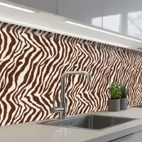 KitchenYeah Keuken achterwand 200x60 cm - Spatscherm zelfklevend Zebra - Patroon - Zwart - Wit - Muurbeschermer - Spatwand fornuis