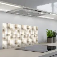 KitchenYeah Spatscherm 80x40 cm - Zelfklevende achterwand Textuur - Linnen - Beige - Keuken muurbeschermer - Spatwand fornuis