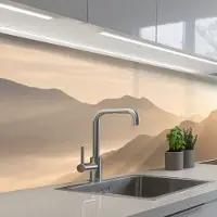 KitchenYeah Keuken achterwand 300x60 cm - Spatscherm zelfklevend Bergen - Mist - Zonnestralen - Muurbeschermer - Spatwand fornuis